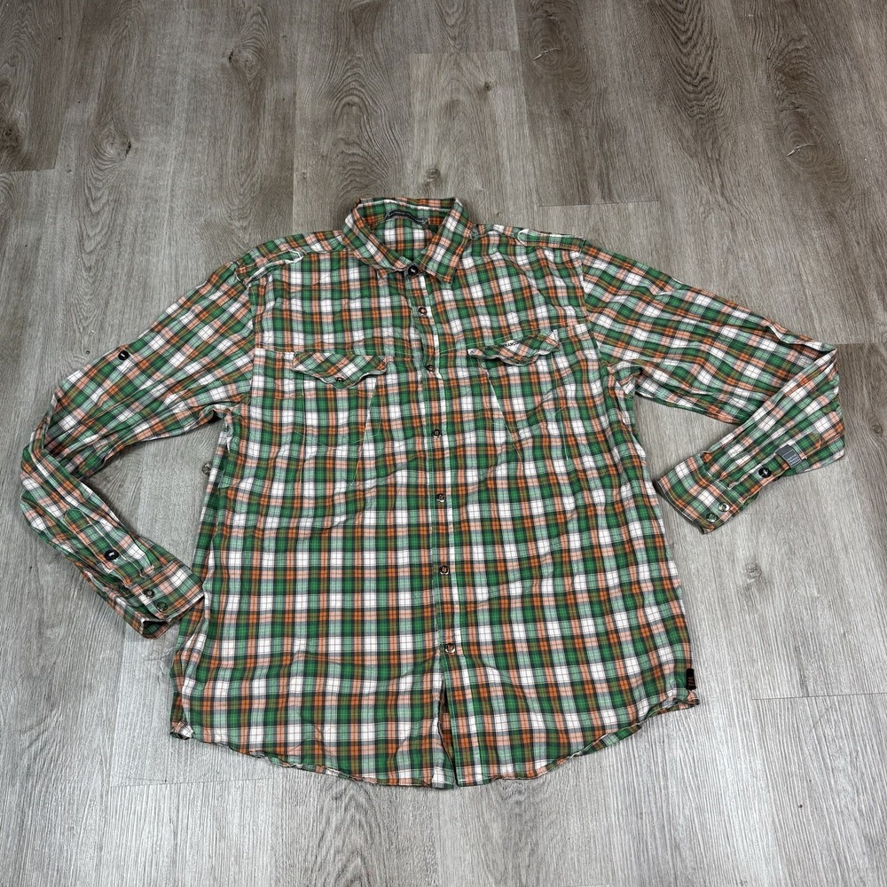 Blue Marithe Francois Girbaud Mensβ XL Long Sleeve Snap Up Shirt Plaid Western
